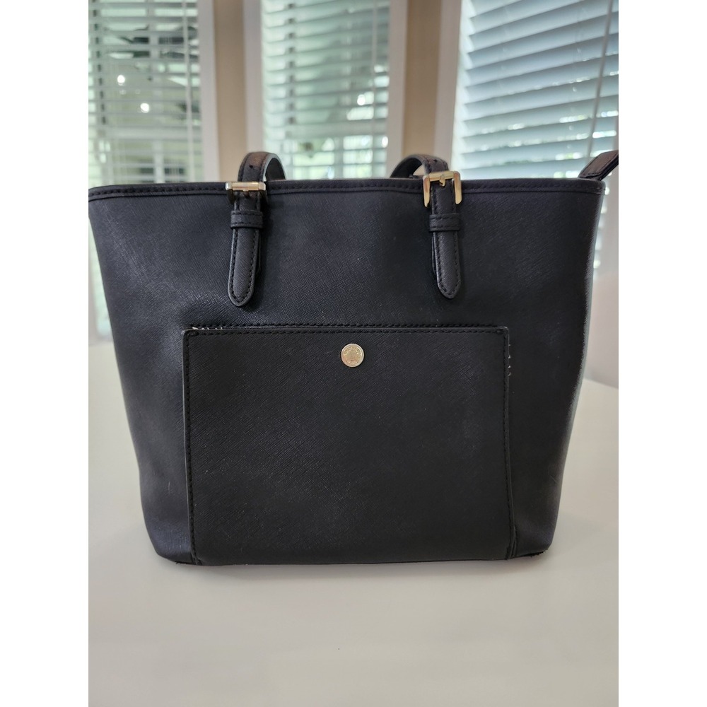 Michael Kors Jet Set Medium Saffiano Leather Tote Shoulder Bag Black